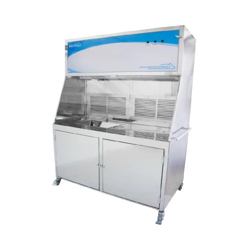 CABINE DE RASPAGEM DE GAIOLAS PARA BIOTÉRIOS EM AÇO CARBONO COM PINTURA EPÓXI